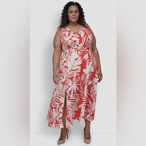 NWT DKNY Tropical Print Sleeveless Maxi Dress -20W